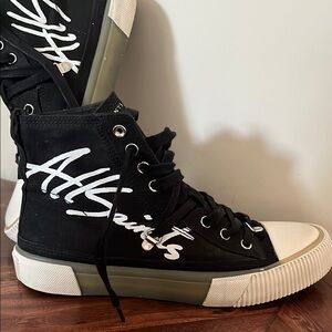 All Saints Black and White High-Top Sneakers